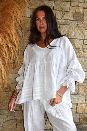 Sundaze Cheesecloth Vintage Artist Smock White